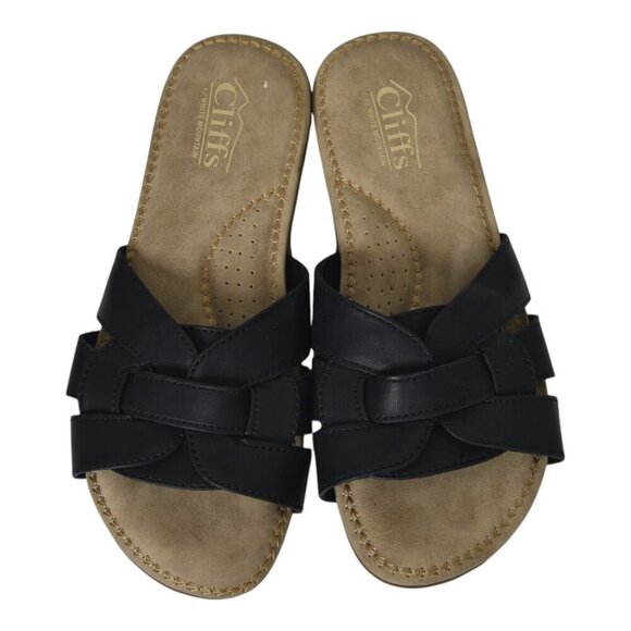 Cliffs by White Mountain Slide Sandal Black Cushioned Size 6.5 - Picture 4 of 8